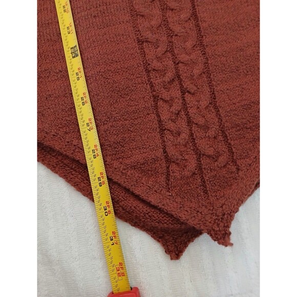 Shein Curve 2XL Poncho Sweater Burgundy Turtleneck Cable Knit Button Detail - Picture 11 of 16